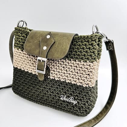 Shoulder Bag Matina, Μπεζ Άμμου και Χακί Χρώμα