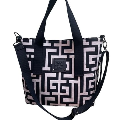 Midneto MD 004 Beige Black Labyrinth Bag