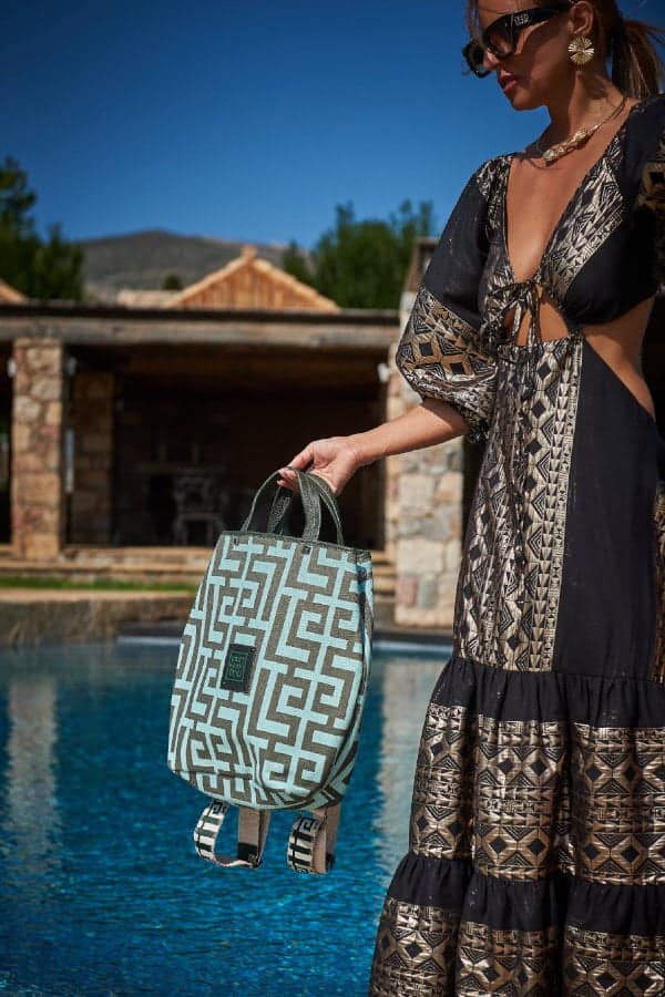 Midneto Ostraco Backpack Labyrinth, Χρώμα Μέντα με Χακί