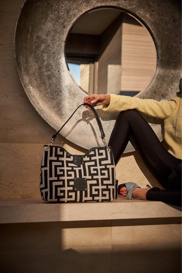 Midneto Shoulder Bag Kydon, Μαύρο-Μπεζ Χρώμα - Image 3