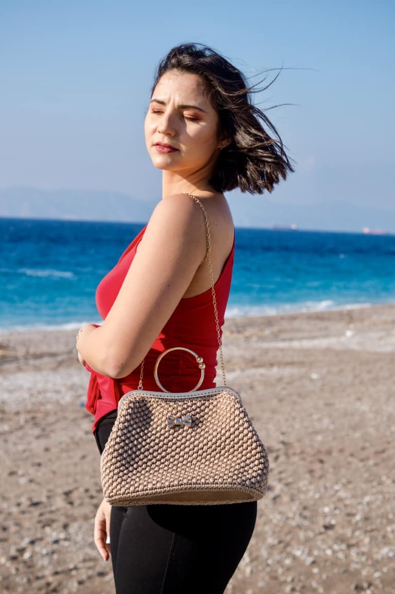 Handbag Alkistis Vintage, Χρώμα Μπεζ Summer - Image 7