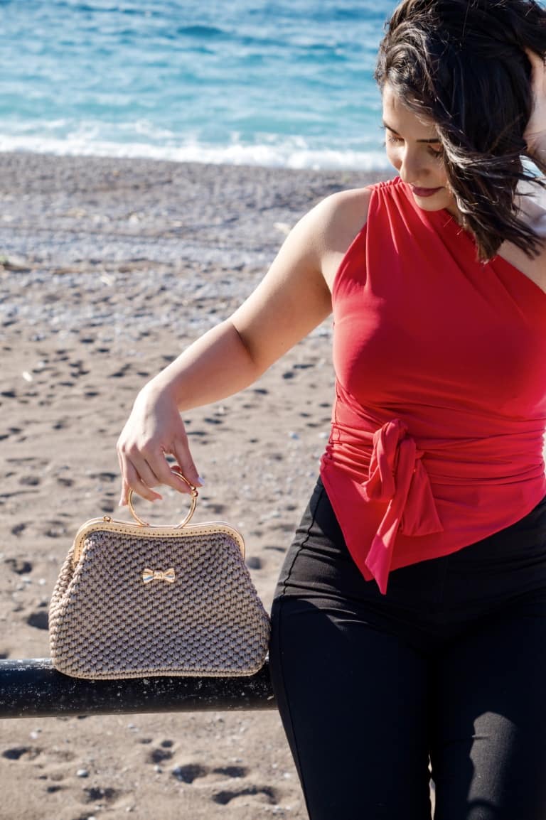 Handbag Alkistis Vintage, Χρώμα Μπεζ Summer - Image 4