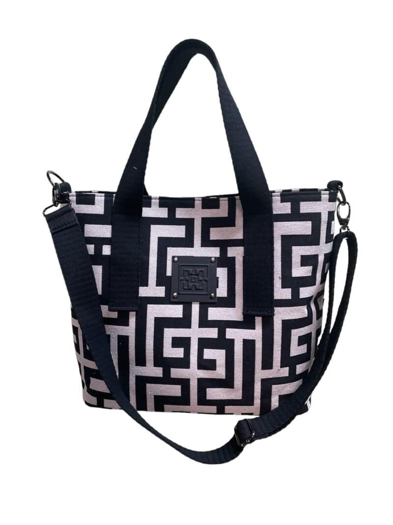 Midneto MD 004 Beige Black Labyrinth Bag