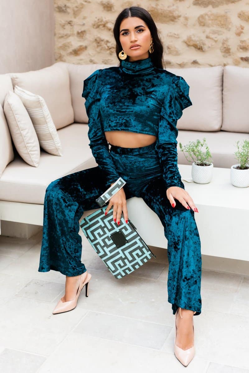 Midneto Hyacinth Clutch Labyrinth, Χρώμα Μέντα και Χακί