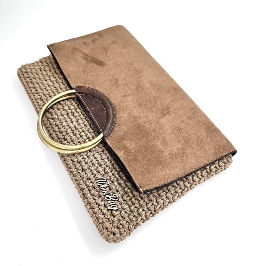 Hand bag, Fold Suede , Καφέ Πούρου Χρώμα - Image 2