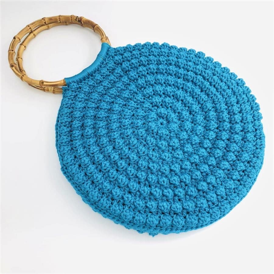 Handmade Big Nafsika Hand Bag, Πετρόλ με Μπαμπού Χεράκια