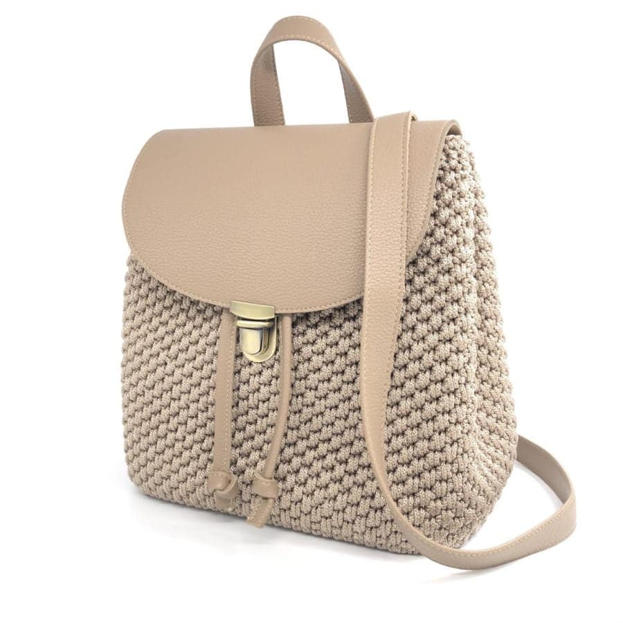 Τσάντα Πλάτης Margarita, Χρώμα Μπεζ Πούρου