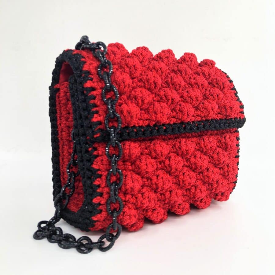 Shoulder Bag Red Passion, Κόκκινο-Μαύρο Μεταλλικό Χρώμα