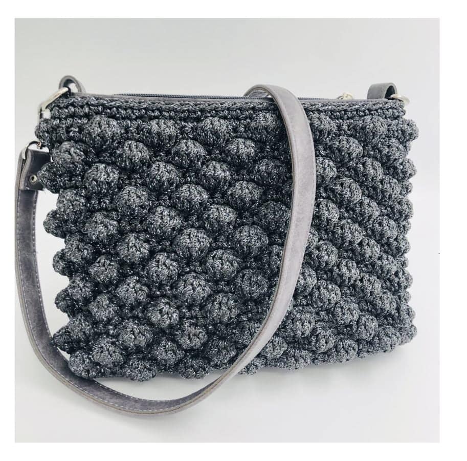 Shoulder Bag Zipper, Γκρι Με Μεταλόνημα