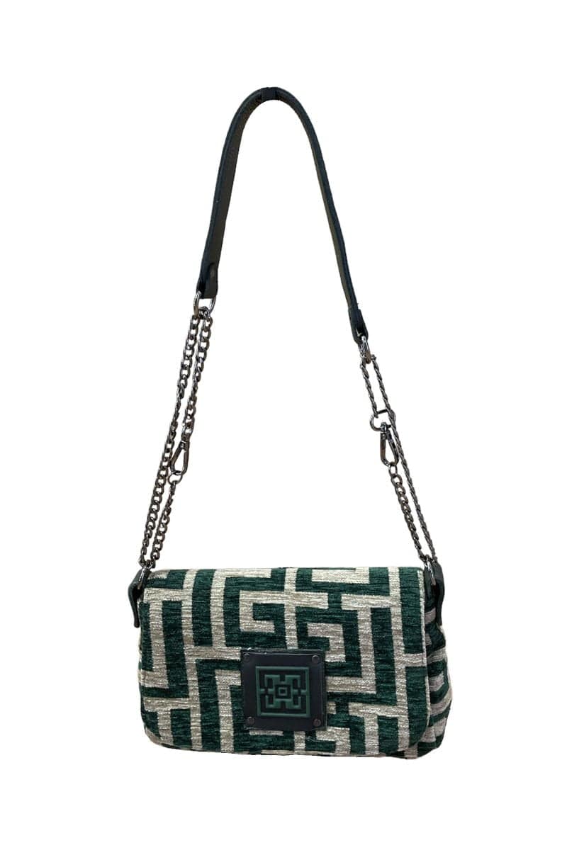 Midneto Rhea Shoulder Bag, Μπεζ-Κυπαρισσί Χρώμα
